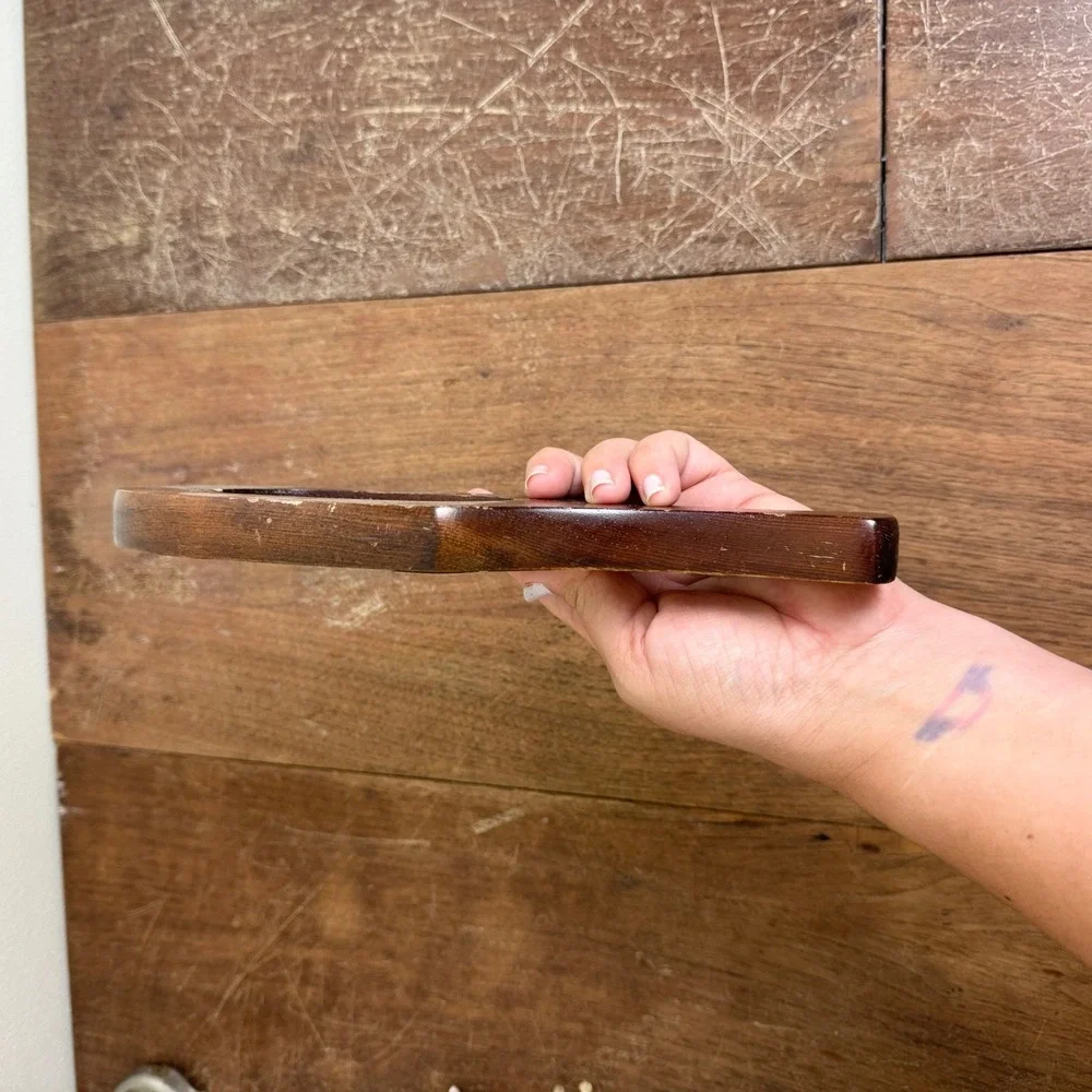 Vintage‎ Antique Solid Wood Handmade Handheld Mirror